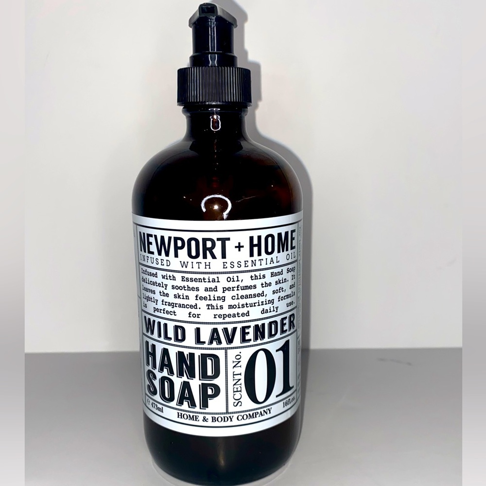 Newport + Home Hand Soap, Wild Lavender 16 oz Glass Bottle